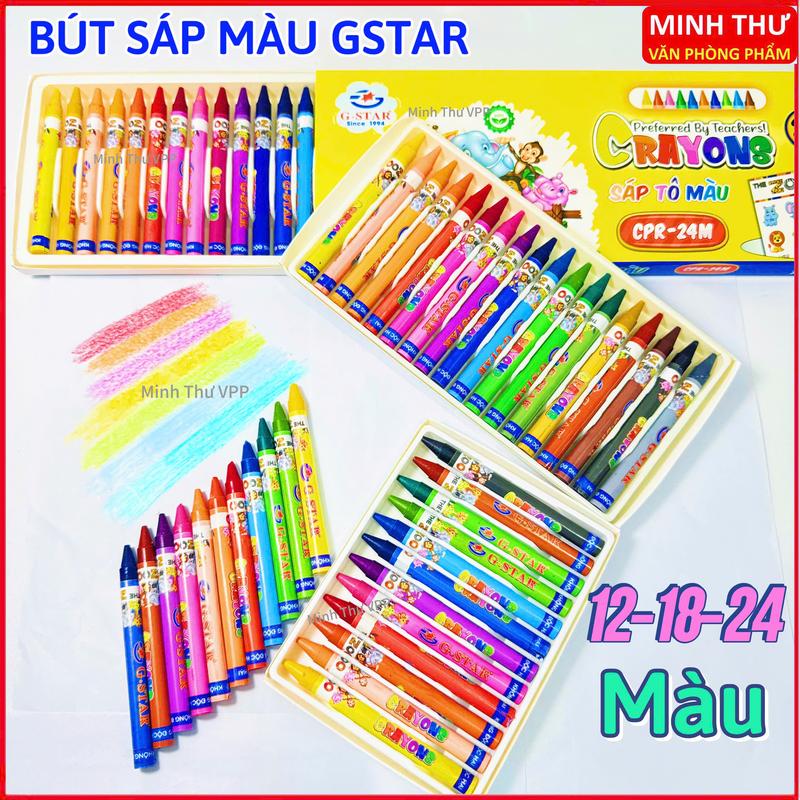 Hộp Bút Sáp Màu Tô Vẽ Mỹ Thuật Gstar CPR 12-18-24 Màu Màu Chuẩn Tươi Sáng Cho Học Sinh Tô Vẽ Mỹ Thuật Hộp 12 18 24 Bút Sáp Màu