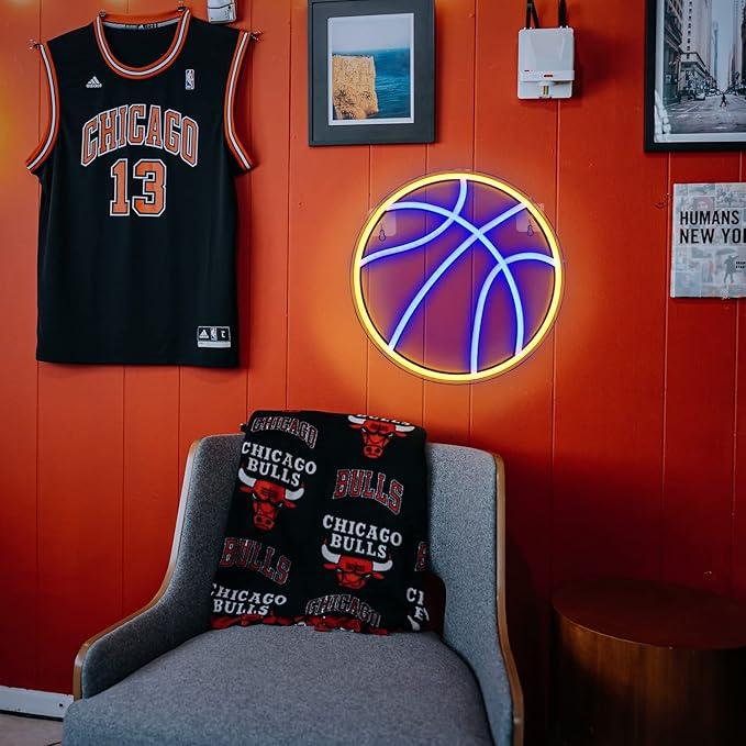 Bright Orange/Red Basketball LED Light Sign shops Wall Decoration