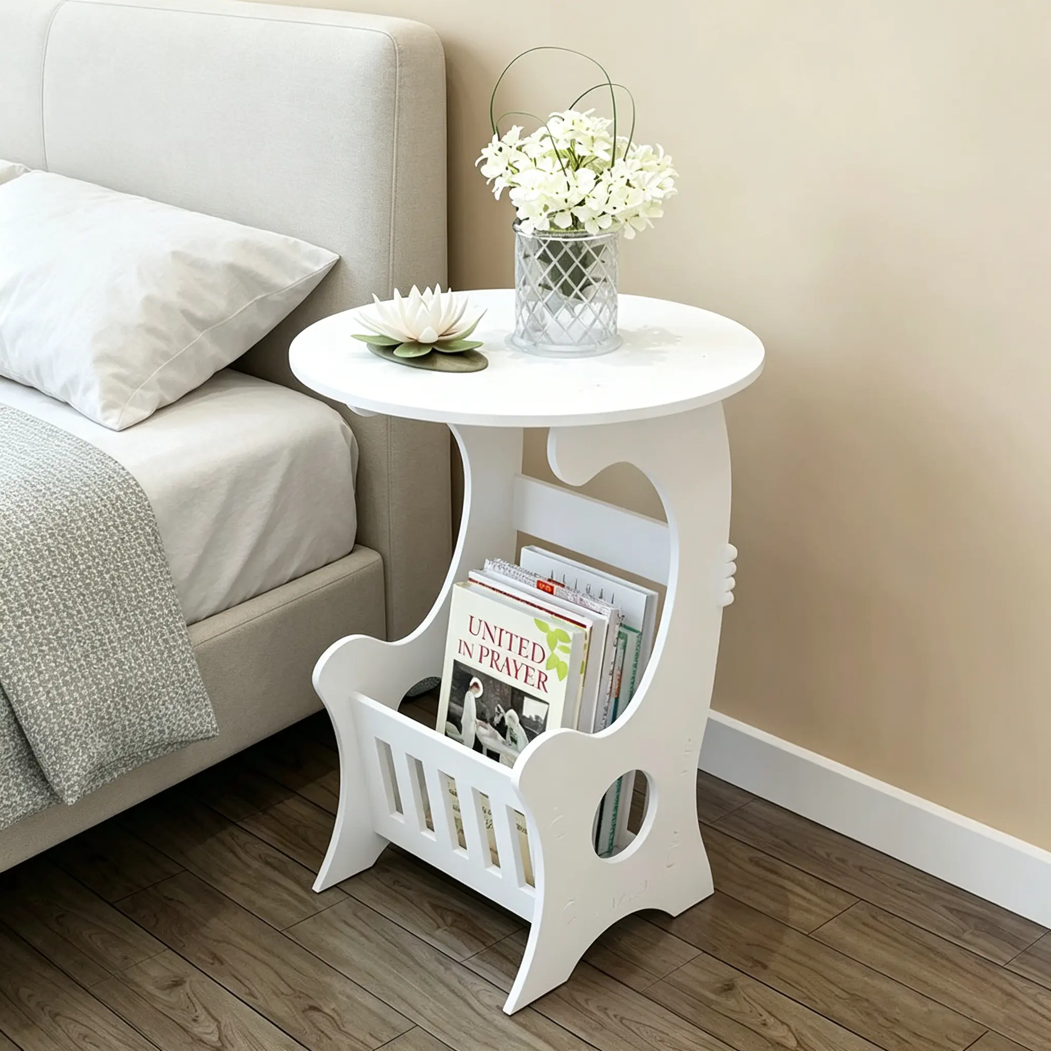 Meja Samping Minimalis - Small Round Coffee Tea Table Meja Coffee Bedside Table rak nakas   Meja   kamar mini serbaguna multifungsi