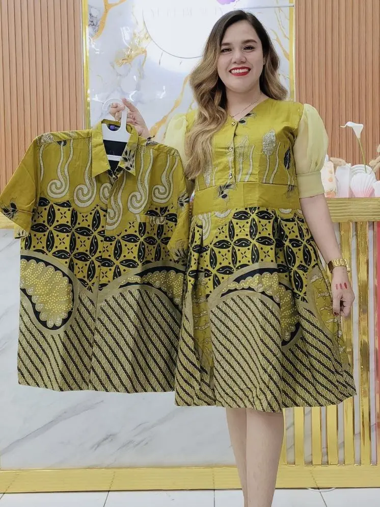 YENI BAGARIANG BATIK COUPLE DRESS BATIK LENGAN KACA NATAL HANSEO 1