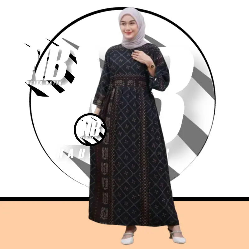 Daster Gamis Lengan 3/4 Rayon Motif Etnik Premium Busui Friendly Tali Kanan Kiri Terbaru Style Arabian 1
