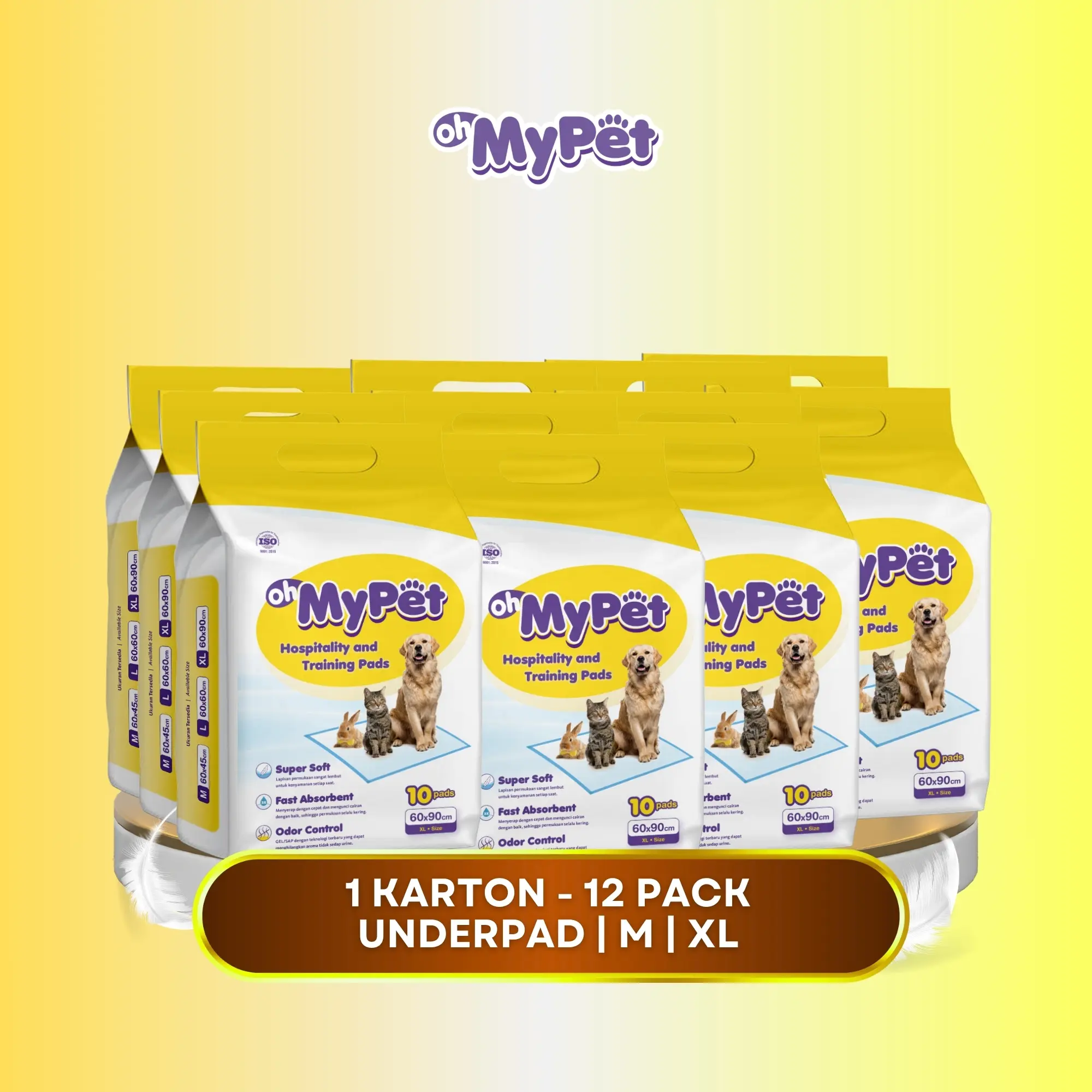 [Karton] 12 Pack Oh My Pet Hospitality and Training Pads Super Soft Odor Control Fast Absorb