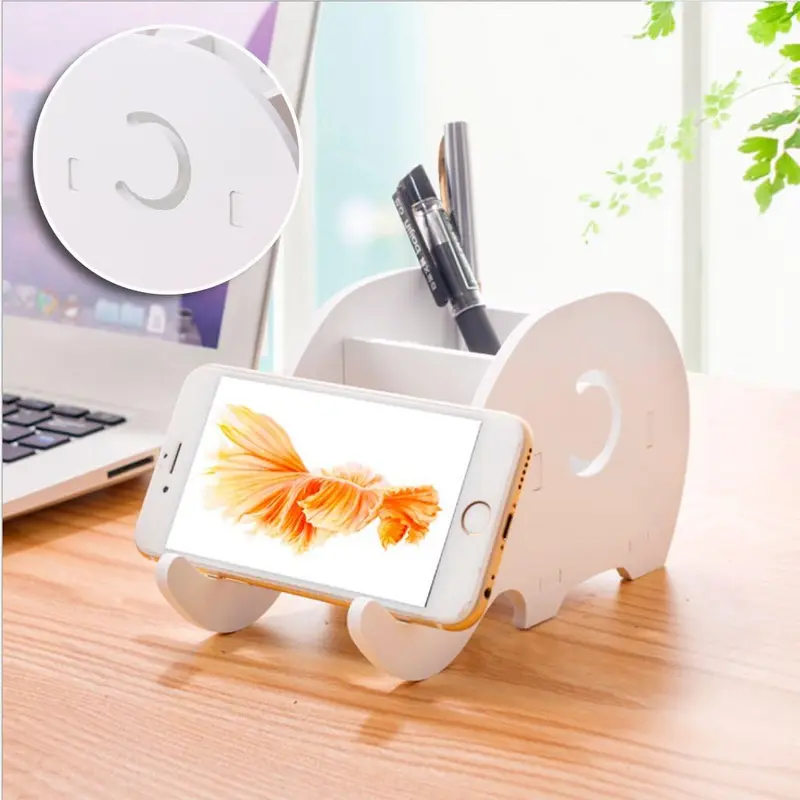 DHWE Rak Pensil Multifungsi Bentuk Hewan Gajah Desk Organizer & Phone Holder 2
