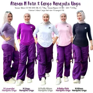 Setelan Atasan N Petir Bahan Spandek Mix Cargo Harajuku Khusus Ungu Bahan Parasut untuk Aktifitas Olahraga ataupun Fashion Harian