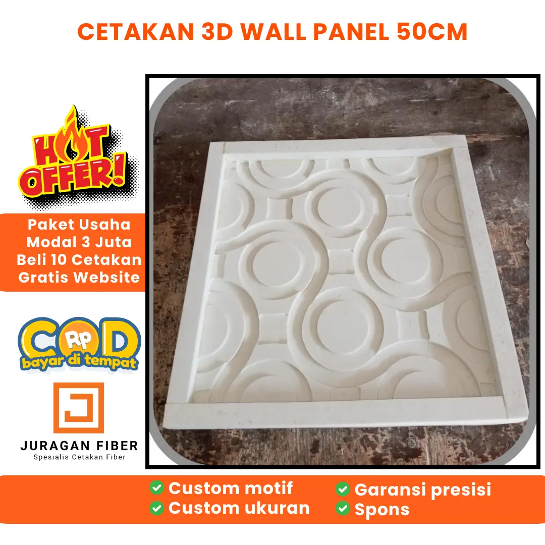 cetakan 3D wall panel 30cm - custom cetakan ornamen dinding