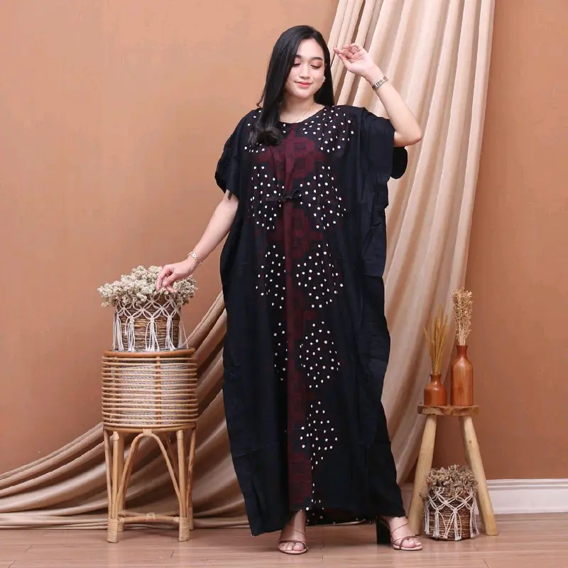 Longdress Kelelawar Jumbo Daster Lowo Tali Serut Dada Ld 150cm Katun Premium Motif Kawung Asli Pekalongan 7