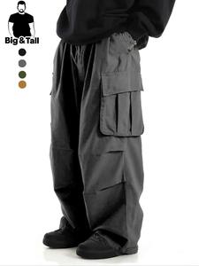 Pantalones de trabajo para hombre de talla grande, estilo casual deportivo, con bolsillos con solapa y cintura con cordón lateral, cómodos y a la moda, ideales para uso diario