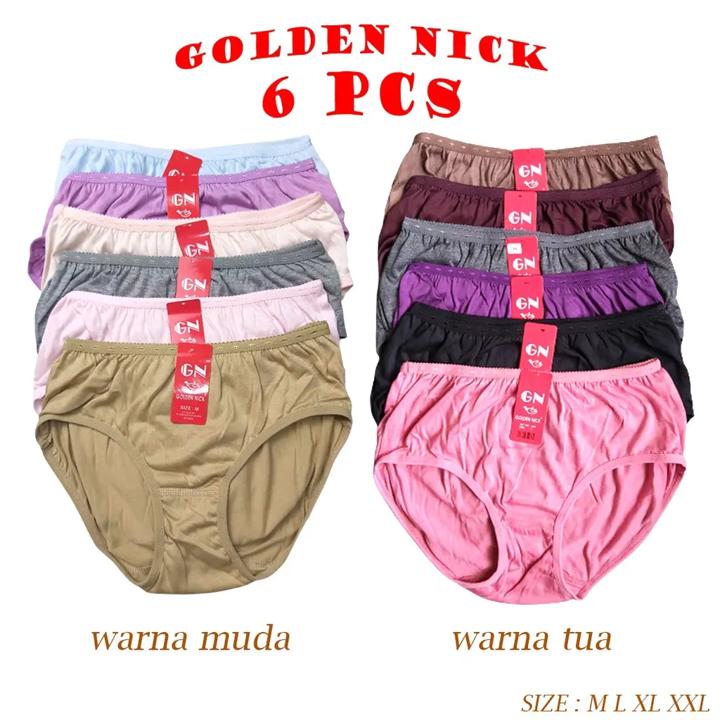 6 PCS CD GOLDEN NICK WANITA JUMBO NYAMAN DIPAKAI TERMURAH  Lembut | cd wanita GN 937&939 bahan  Katun Polos Seksi Remaja Maxi Dewasa