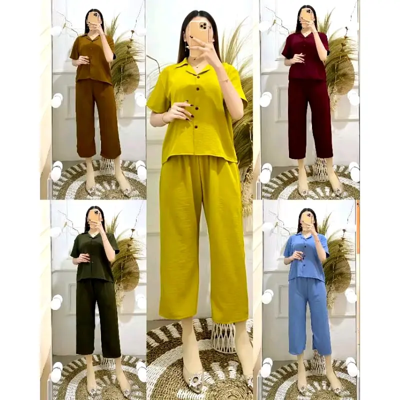 BAJU SETELAN CRINGKEL AIRFLOW WANITA LD110 I CEKH I BAJU TIDUR SANTAI WANITA BUSUI ONESET Piyama