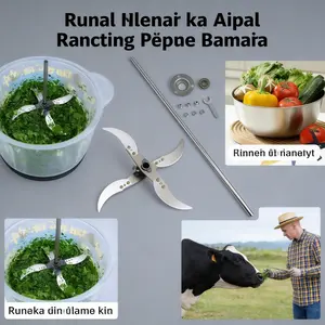 [Dengan stick]Bor Listrik Modifikasi Penghancur Sayur Mesin cacah rumput sayuran multifungsi pakan ternak entok ayam untuk dinamo dan stick bor Jenis baru alat pemotong sayuran dengan mata pisau yang lebih tebal, dudukan mata pisau, dan batang dasar.