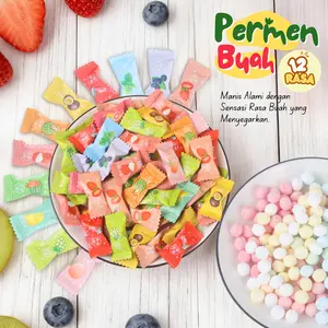 Permen Buah 12 Varian Rasa Berbeda Fashion Fruit Lychee Cantaloupe strawberry Watermelon Blueberry Peach Grapefruit Lemon Mint Cola Grape Mix cocok untuk Kerja Sekolah & Perjalanan