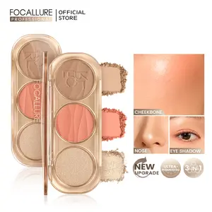 FOCALLURE Pro-Sculpt 3-in-1 Facial Shaping Palette Highlighter & Contour & Blush