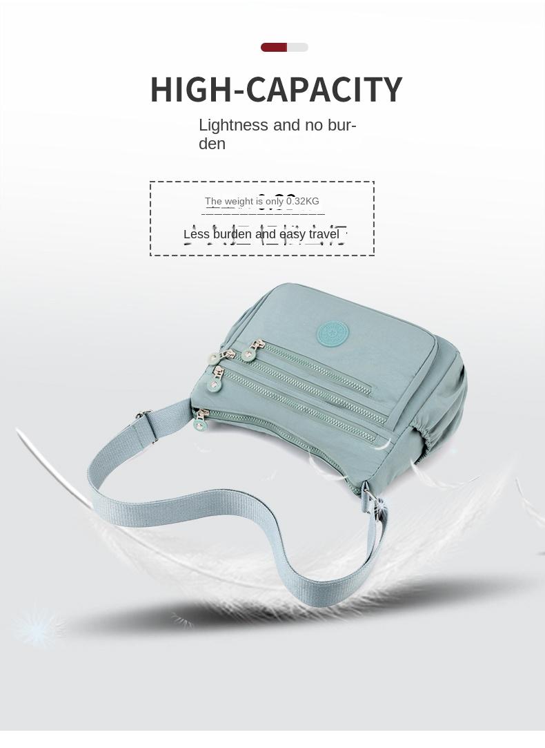 Product Introduction of Túi Đeo Chéo Nylon Chống Thấm Nước Cho Nữ, Túi Du Lịch Sức Chứa Lớn Có Khóa Kéo Nhiều Lớp Cho Bé Gái, Túi Đưa Thư Đựng Đồ Giải Trí Ngoài Trời Đeo Vai 11