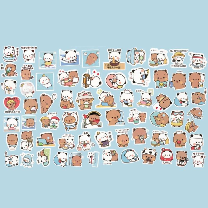 Cute Little Panda Bubu And Dudu Stickers Self-Adhesive Waterproof Bubu Dudu Panda Stickers Cartoon Creative DIY Stickers Toy Bicycle 7