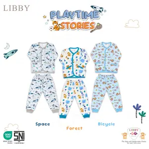 LIBBY Setelan Piyama Anak Laki Laki Perempuan Baju Kancing Celana Panjang Anak Kecil Motif Unisex (1 stel) | Fresh Dream | Playful Harmony | Lively Vibes | Hazel Glaze | Zany Treetops | Camp Venture | Playtime Stories Celana