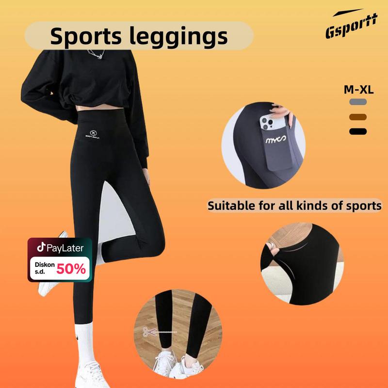 Sports Legging Polos Tebal  Leging  Wanita Pinggang High Waist Legging Panjang Kebugaran Yoga Lari Dengan Saku Comfortable  Stretchy sports bottoms 998 Outdoor 0
