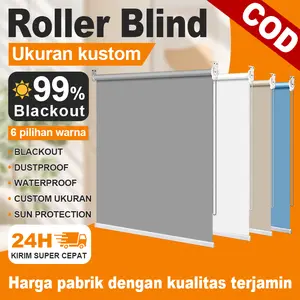 Tirai Gorden Jendela Blackout 99% Roller Blind Jendela Isolasi Termal Peneduh Matahari Tirai Jendela Aesthetic Dapur Ruang Tamu Kamar Tidur Kantor Kamar Mandi Anti Sinar Total