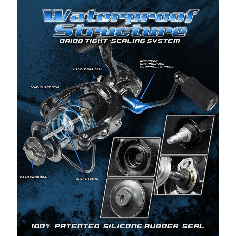 REEL SPINNING 6+1BB POWER HANDLE FULL SEAL BEARING MERK DAIDO VENDETTA SERIES Pancing 2