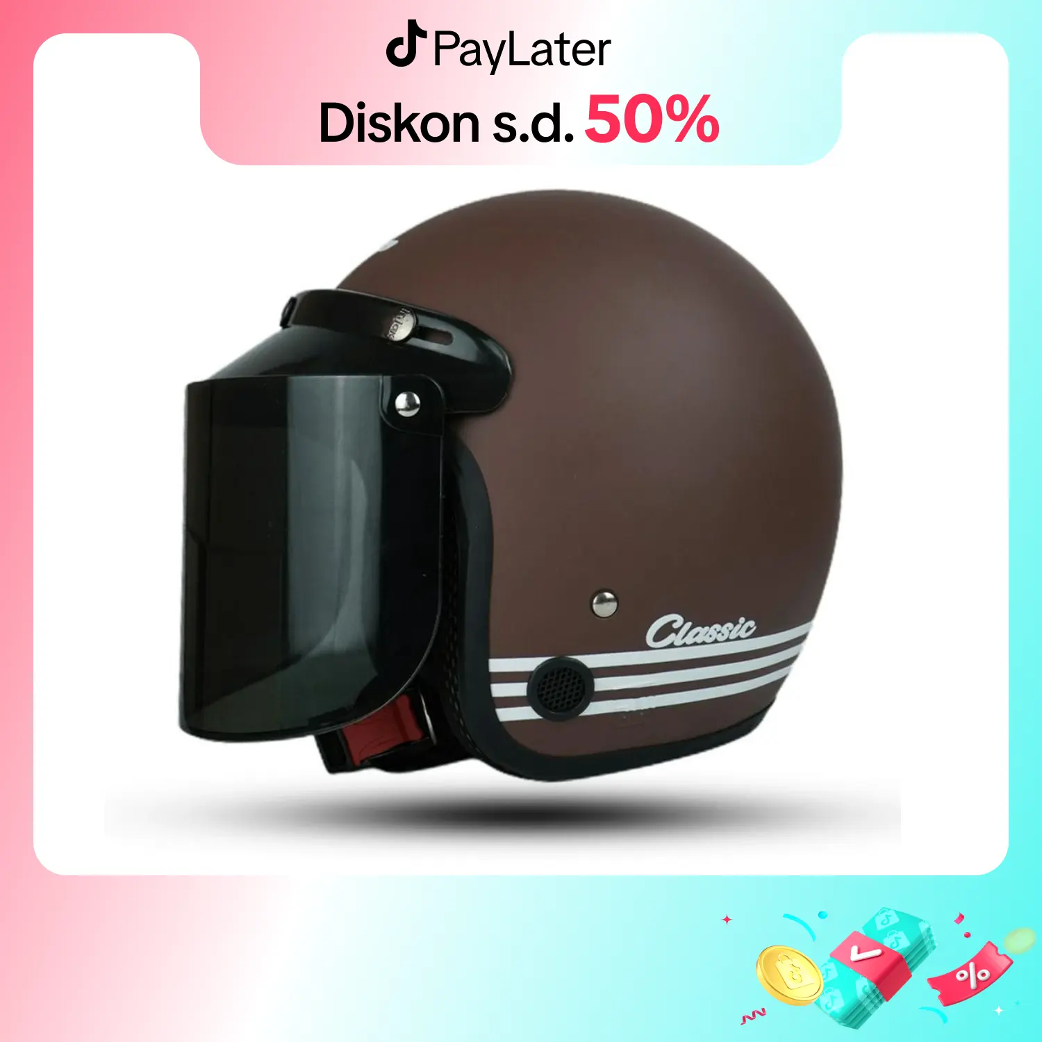 Helm Bogo Classic Full Leher / Helm Untuk Pria Dan Wanita Dewasa SNI COD Motorcycle