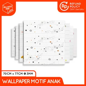 Wallpaper Dinding 3D Foam Motif Kartun Anak 70x77cm dengan Lembaran Perekat - XPE Foam Anti Air dan Noda