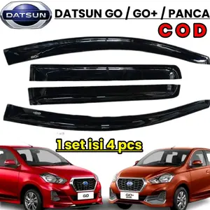 Talang Air Mobil Datsun GO / GO+ Datsun Panca Tahun 2014-2020 - 4 Pcs Kiri/Kanan, Ketebalan 2mm, Bahan Acrylic Hitam Glossy 2mm Car