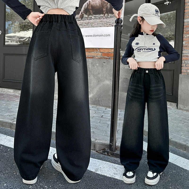 Quần bò ống xuông đen bé gái, quần form dáng xuông, chất mềm, dễ mặc cho bé gái từ 15-46kg, quần jean, quần áo bé gái