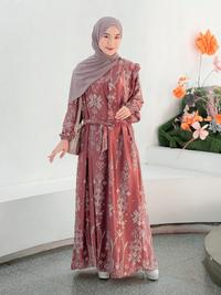 Gambar Shirin Zein - Gamis Wanita Motif Etnik Terbaru 2026 Bahan Slik Premium Thalia Dress - Maroon, S dari Shirin Zein Store Kab. Pati 4 Tokopedia