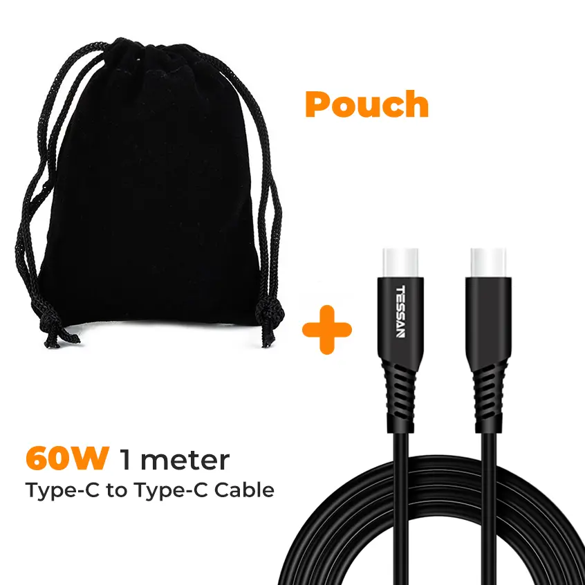 FREE POUCH + 60W Type C Cable WITH PURCHASE OF $40.00 ABOVE FOR TESSAN TRAVEL ADAPTER