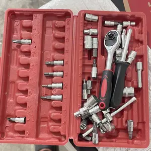 DECKER 46 Pcs Set Kunci Shock Socket Motor Mobil Sok Kunci Obeng Lengkap Socket Tool Kit set Pas Ring Motor Mobil