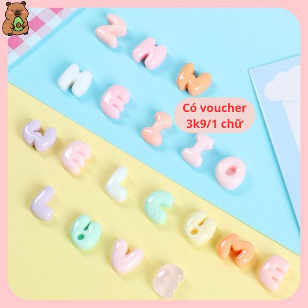 (3k9 1 chữ) Charm Chữ Đục Mini Handmade, Trang Trí Ốp Lưng, Tiểu Cảnh, Nón Bảo Hiểm Siêu Xinh, Kèm Keo Dán