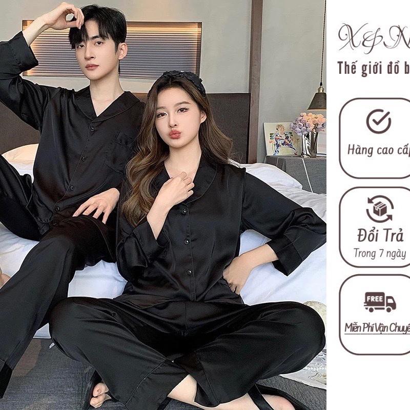 Bộ đồ ngủ  lụa trơn bốn mùa chất lụa cao cấp cho các cặp đôi nam nữ