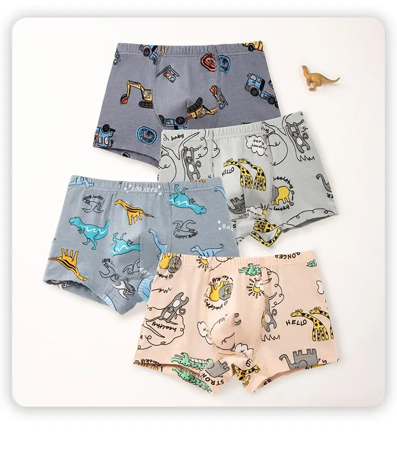 4 pieces Cotton Boys' underwear Children's flat angle underwear BoysFour corner underwear  Baby shorts Student underwear