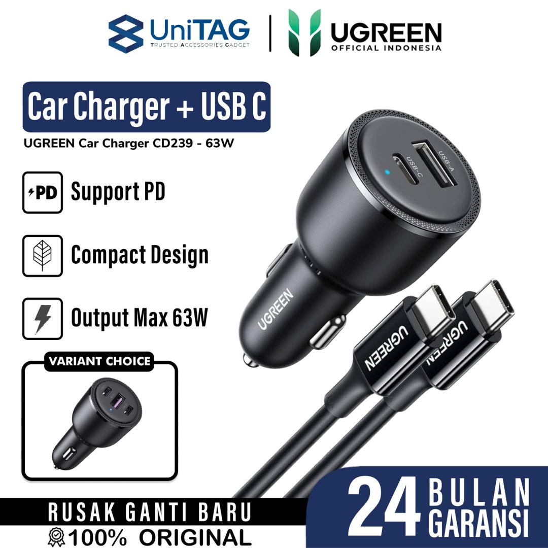 Car Charger USB A / Type C Port UGREEN 69W PD QC 3.0 PPS Fast Charging Adaptor Pengisi
