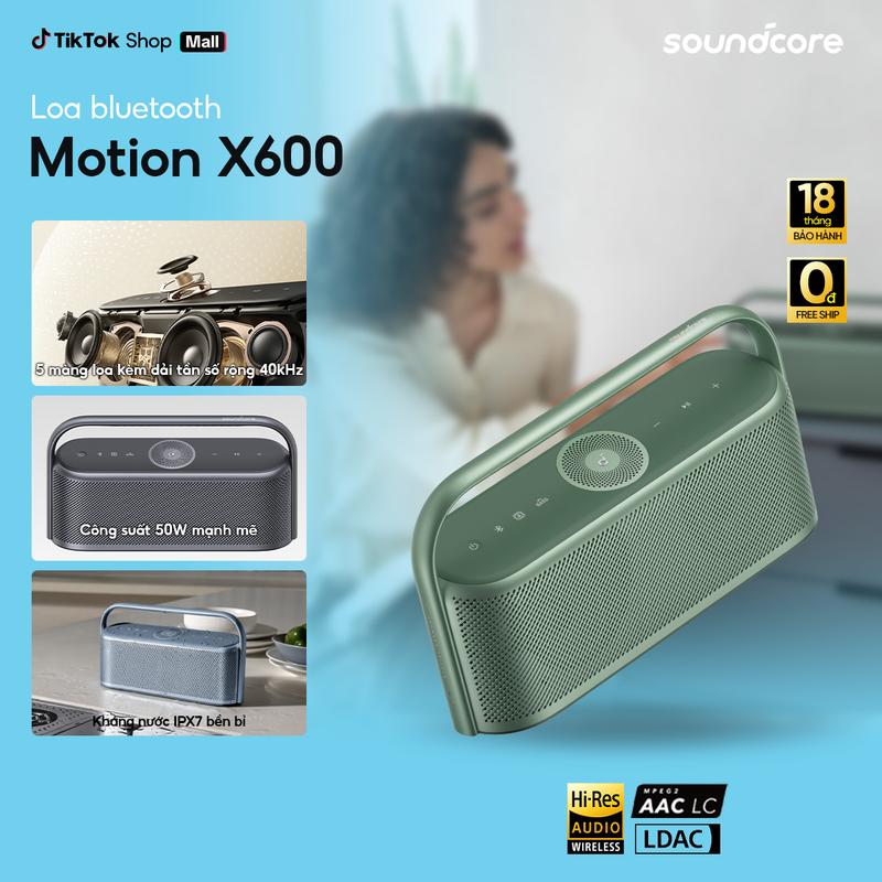 Loa bluetooth Soundcore Motion X600 | Công suất 50W | Pin 12 giờ Củ Loa Nghe Nhạc- Tai nghe không dây headphone chụp tai - Bảo hành 18 tháng- Hàng chính hãng