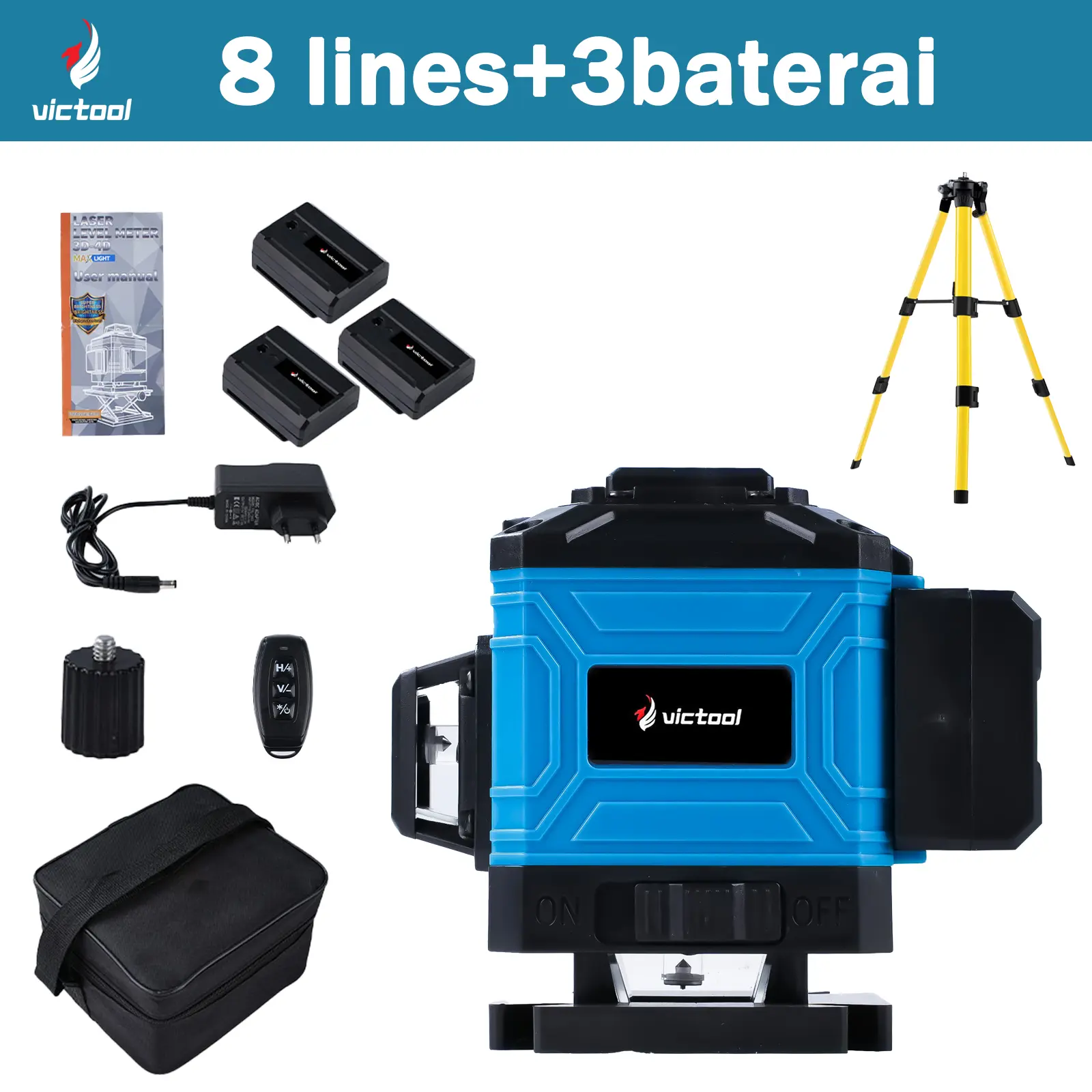 8lines+3baterai+Tripod Level Laser