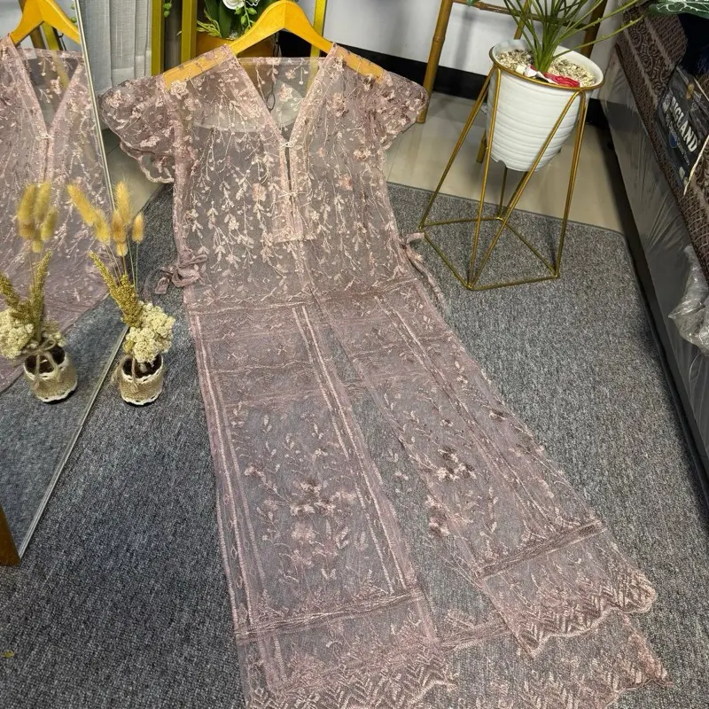 Long Outer Brokat Terbaru 2026 , Long Vest Brokat Elegan , Brokat lebaran
