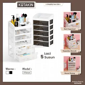 KOTAKIN Laci Susun 5 Rak Meja Serbaguna Drawer Kontainer Plastik Tempat Penyimpanan Organizer