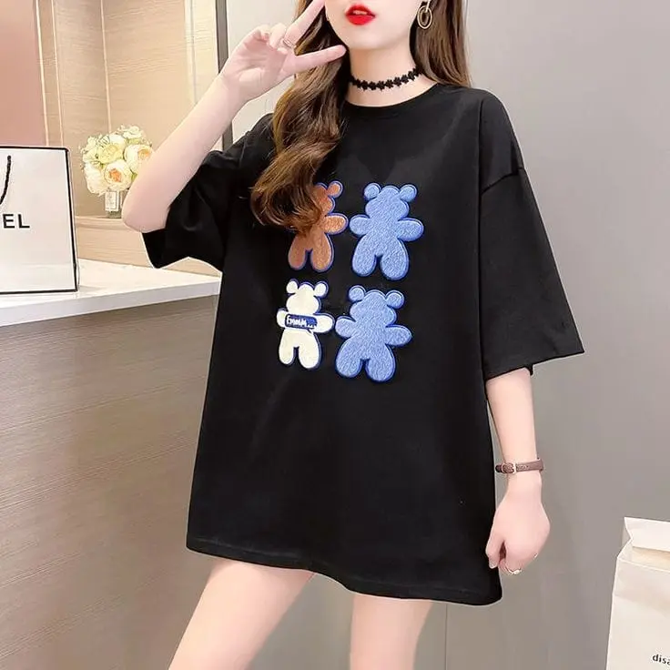 06-KAOS BASIC UNISEX OVERSIZE WANITA ATASAN TSHIRT DISTRO LENGAN 3/4 GAMBAR DTF