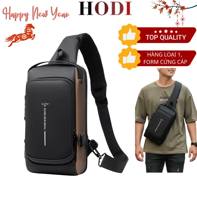   TRI ÂN  Túi đeo chéo nam HODI  BẢN NÂNG CẤP  da Pu chống nước túi chéo nam khoá mật mã cao cấp an toàn nhiều ngăn đeo vai H02 