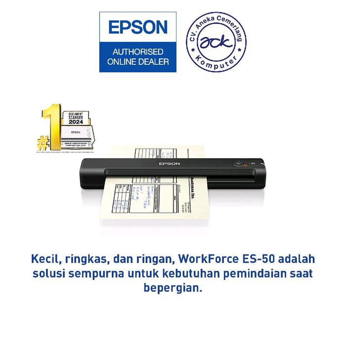 Gambar Scanner Epson Workforce ES50 ES 50 Portable Document SheetFed F4 Scan dari Epson Authorized Store SBY Kota Surabaya Tokopedia