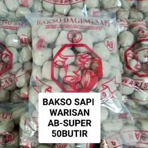 Bakso Sapi Warisan AB-SUPER Isi 50 Butir Makanan Frozen Food Baso Daging Sapi MeatBall Halal