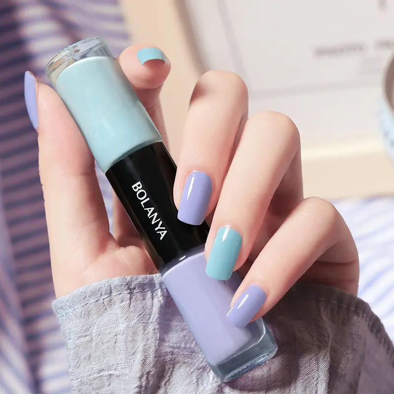 Oily two-color nail polish, baking free, durable, non peelable, fast drying, transparent nail polish
