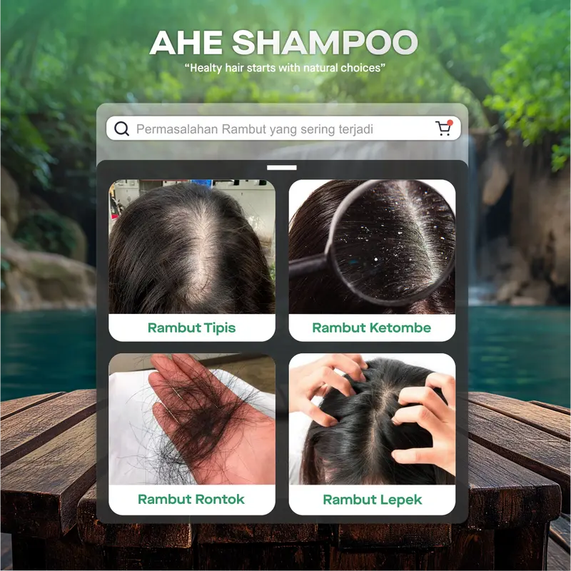 AHE Hair Fall Treatment Shampoo Hair Care Anti Hair Loss Oil Control Anti Dandruff Shampoo Anti Rontok Shampoo Anti Ketombe with Keratine and Zinc 300ML 1