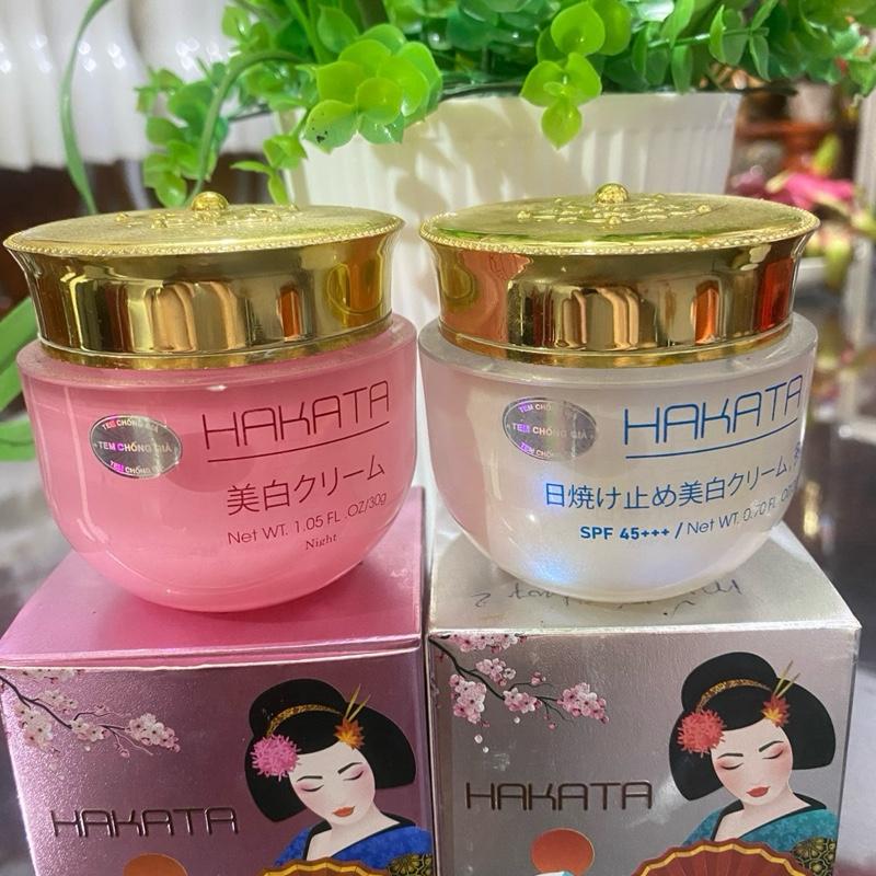 Combo HaKaTa kem ngày và đêm chiết suất từ hoa anh đào kem đêm giúp dưỡng căng bóng da trị nám kem ngày trắng da chống nắng SPF 45+++dưỡng da tăng sinh collagen Chống Lão Hóa & phục hồi da giúp da trắng sáng. Ngăn ngừa kích ứng da