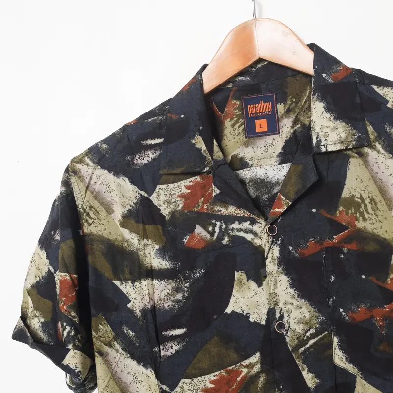 2 PCS Kemeja Bahan Rayon Pria Brand Paradhox Kerah Biasa dan Kerah Piyama atau kerah sanghai 3