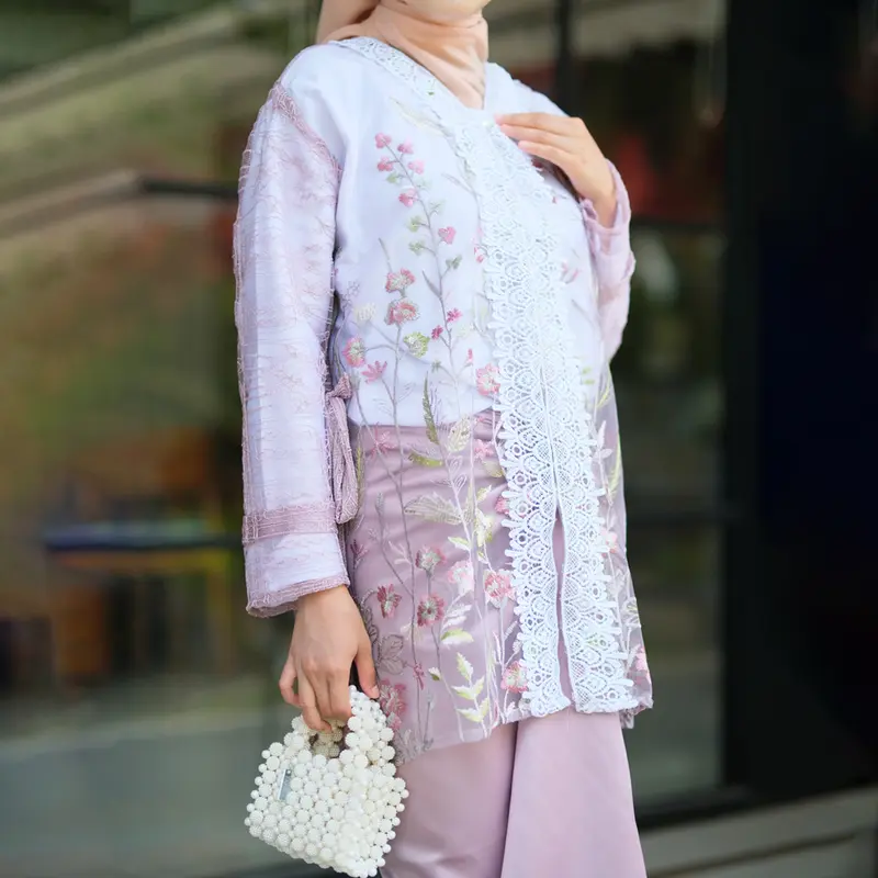 Ahzem - Setelan One Set Zafira Outer Brokat Gardenia Rok Lilit Set Lamaran Wisuda Bridesmaid Kondangan 6