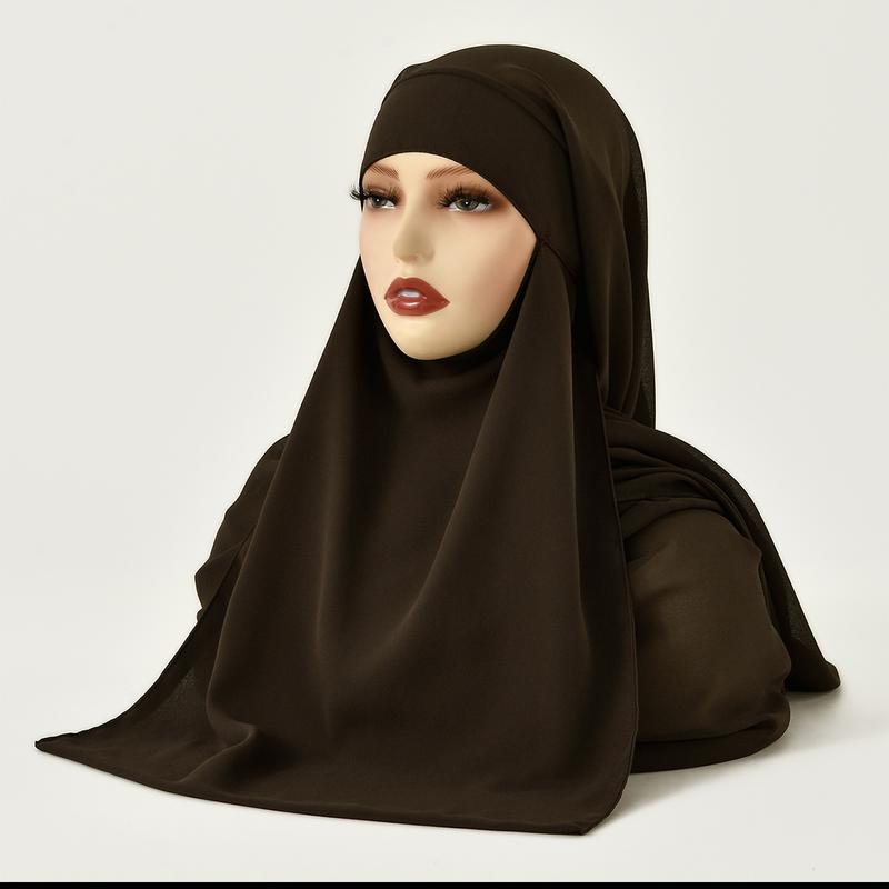 LOVOSME Black Prayer Khimar Niqab Face Cover Muslim Women Chiffon Shawl Veil Niqab Sunscreen Face Coverings 48*40CM 1