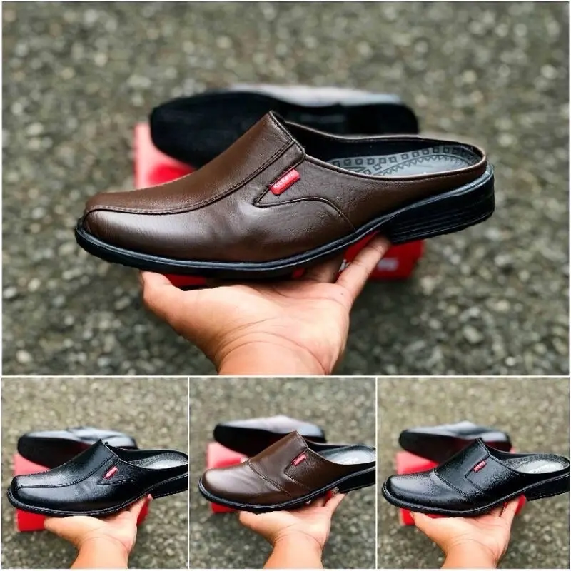 Sepatu Pria Slop Selop Bustong Kasual Kulit Terlaris Shoes Sendal