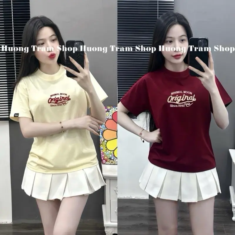 ÁO BABYTEE THÊU ORIGINAL - Áo Thun Form Vừa ( 35-55kg) , Chất cotton 4 chiều mềm mát , Form dáng ngắn , vừa vặn , Áo thun nữ cổ tròn , Hương Trầm Shop
