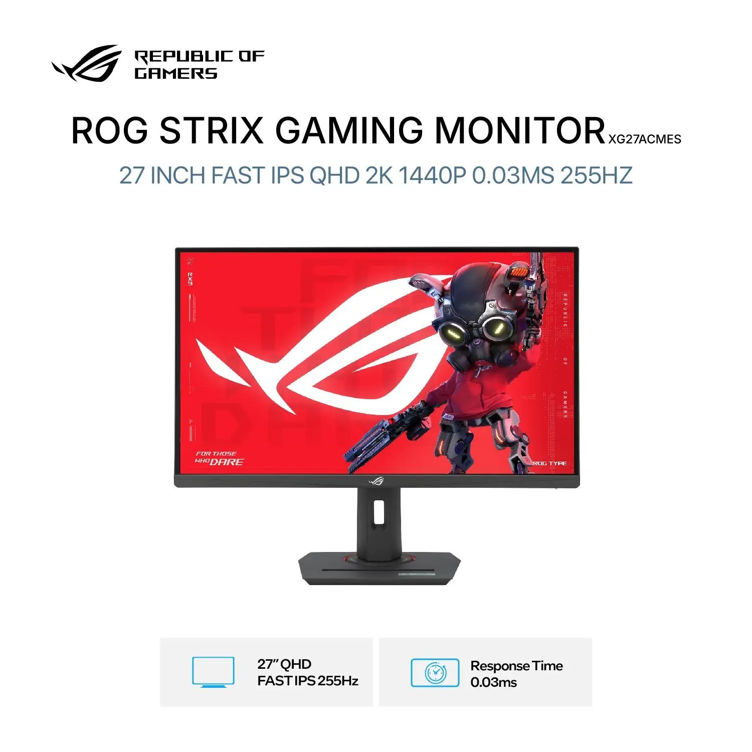 ASUS ROG STRIX GAMING MONITOR 27 INCH XG27ACMES FAST IPS QHD 2K 1440P 0.03MS 255HZ DISPLAYHDR 400 ERGONOMIC USB-C
